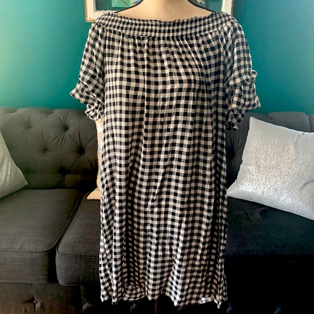 Plaid off shoulder dress